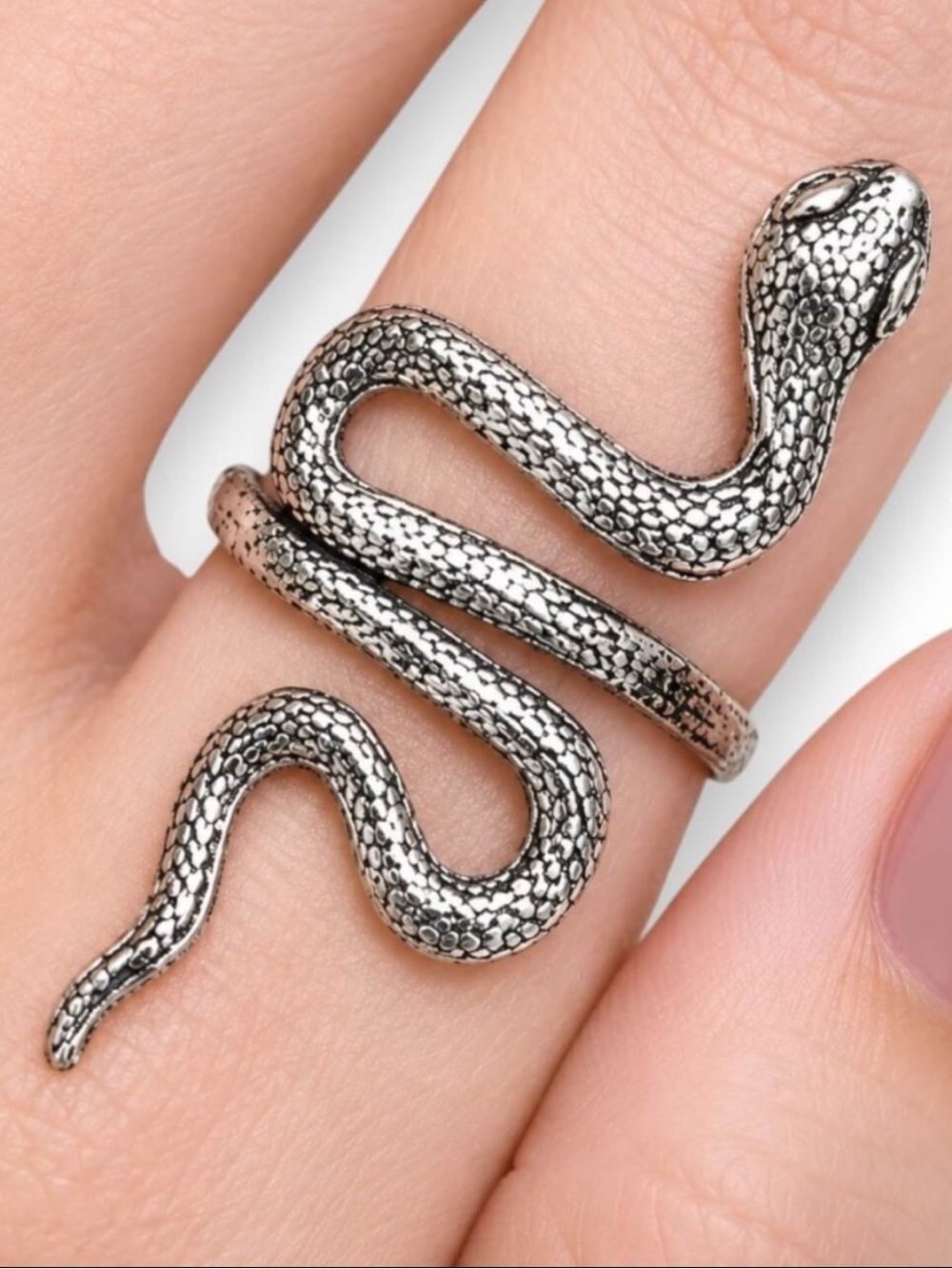 Antique Silver Long Crawling Snake Ring Witch Grunge NWT